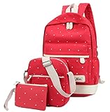 （フェリーズ）feliz かわいい キッズ リュック サック バッグ ポーチ ポシェット 3点セット 小 中 学生 通学 遠足 (レッド)