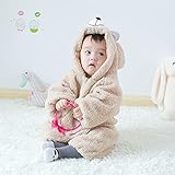 BXL ベビー＆キッズ用 カバーオール 足つき ロンパース 着ぐるみ キッズコスチューム 子供 男の子 女の子 パジャマ 防寒着 スウェット ファション (120cm, ベージュ)