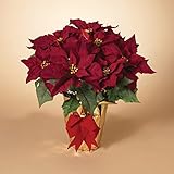 20インチPotted Plant – Burgundyレッドポインセチア人工クリスマスポインセチアPlant inゴールド箔ラップ