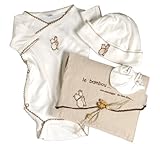 Valentin et Marguerite Gift Set (Soft Bamboo/Cotton short sleeve onesie, hat and booties) (3m) by Va