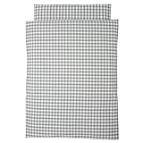 お昼寝用 洗える布団セット《ギンガムチェック:グレー》【日本製】 (赤ちゃん用　固綿敷布団, ネイビーバッグ)