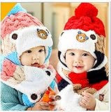 Candykids ニットキャップ ニット帽 女の子 男の子 赤ちゃん レゼント ギフト 誕生日 出産祝い 記念写真の衣装に 防寒グッズ マフラー  防寒対策 ギフトに最適 (ピンク)