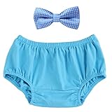 新生児写真撮影小道具 子供服 ベビー服 夏 ショーツ蝶ネクタイ2点セット 赤ちゃん男の子 下着パンツ 3-24か月 パンツ コスチューム 寝相アート 着ぐるみ 出産祝い 可愛い (ブルー)