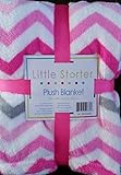 Little Starter Plush Blanket in Light & Dark Pink with Grey Chevron Pattern by Idea Nuova Inc. [並行輸入