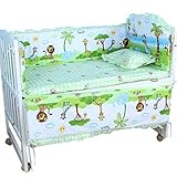 [Enerhu]ベッドガードパット5点セット ベッドバンパー洗える 全周タイプ 赤ちゃんの保護 グリーン L