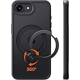TORRAS iPhone 17e 用 ケース【多機能一体・360°新定点回転スタンド】iPhone 16e 用 ケース Magsafe対応 米軍規格 縦横両対応 リング付き マグネット搭載 ワイヤレス充電対応 耐衝撃 防指紋 半透明 2026 Os