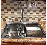 SuperSuper Proofing 33x22 トップマウント シングルボウル キッチンシンク 差し込み式 304ステンレススチール 16ゲージ