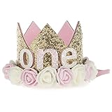 Pawaca ベビー ミニ 王冠 バースデー 可愛いクラウン　パーティー キッズ 子供用 ガールズ 帽子 記念日用　フラワー 撮影用　ヘアバンド お誕生日用　女子会　髪飾り