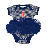 NCAA Illinois Illini子供用ガールズピンドットチュチュクリーパー、NB、ネイビー