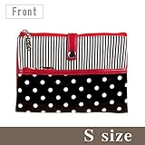 ポーチェ(pouche) Ｗポーチ ドットストライプ Ｓサイズ(ブラック)