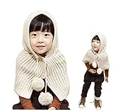(よキーよ)Yokeeyo ニット帽子&マフラーのセット 耳＆肩まであたたか 毛糸 可愛い耳付き帽子 ケープ ベビー キッズ 赤ちゃん ふわふわ 男の子 女の子 キュート 防寒 スタイリッシュ ボンボ