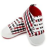 PUERI ファーストシューズ　ベビーシューズ　キッズ シューズ　柔らかい靴底　　女の子　歩行練習用　出産祝い　プレゼント (L, レッド＆ブレック)