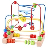 積み木 赤ちゃんおもちゃ　ビーズコースター 　キッズ 　木製 　知育玩具 　ルーピング 　おもちゃ　指先トレーニング 　ミニ サイズ 動物模様 　色認知　出産祝い　お誕生日プレゼント