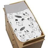 Sweet Jojo Designs Grey, Black and White Fox Collection Boys or Girls Baby Changing Pad Cover [並行輸入品