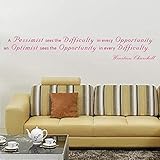 Pop Decors WL-0042-Vb Inspirational Quote Wall Decal, A Pessimist Sees The Difficulty in Every Oppor