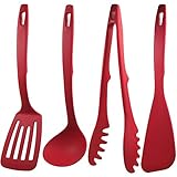 ナガオ 燕三条 キッチンツール 4pcs フライ返し おたま トング ヘラ レッド