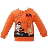 【本体綿100％】2017年 秋冬 アンパンマン 裏毛 ３キャラ蓄光 ハロウィン光るよ！長袖トレーナー Anpanman オレンジ◇90cm