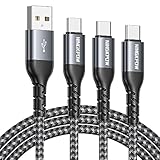 NINGKPOW USB C ケーブル【3本セット 1M+1M+2M】タイプc ケーブル 3.1A 急速充電 高速データ転送 USB Type C ケーブル ナイロン編み USB-A to USB-C ケーブル Galaxy S23/S22/S21, Note 20/10, Huawei P40/P30, OnePlus, Xperia, LGその他Android USB-C機器対応 - グレー