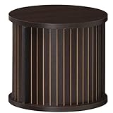 白井産業【SHIRAI】蛇腹扉の円筒型収納 整理棚 サイドテーブル チャモス ダークブラウン 幅約37cm 高さ約32cm CMO-3035JDK