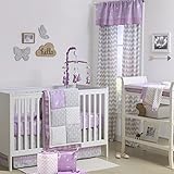 Purple and Grey Woodland and Geometric 5 Piece Crib Bedding by The Peanut Shell by The Peanut Shell