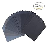 KKmoon 28枚セット 紙ヤスリ サンドペーパー 120〜3000粒度 9 * 11インチ 木製家具 湿式/び乾式サンディング 金属サンド 自動車 研磨 仕上げ