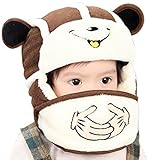 YY-Shop ベビー帽子 マスク 二点セット 男の子 女の子 パイロット帽子 秋冬 キャップ 飛行帽 キッズ 子供 もこもこ 防寒 防風 アウトドア 裏起毛 綿 耳まであったか（1~5歳） (4ブラ