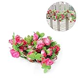 Seacan つるバラ 造花 2.3m インテリア 飾り 壁掛け 吊り下げ 観葉植物 ガーデニング 結婚式 お祝い 祭り 家庭装飾 窓装飾 パーティー グリーンホテル　 (ピンク)
