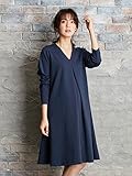 Angeliebe エンジェリーベ マタニティ ワンピース 授乳口付き ストレッチ ポンチ フロント タック ワンピ 妊婦服 産前 産後 S ～ M ダークネイビー 22192 22192301