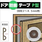 ドア隙間防音テープ　Ｐ型　[隙間 2～4.5mm用] 　１本入り（裂くと2本）