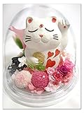 【プリザーブドフラワー／オルゴールアレンジ】ハート模様の幸福の恋する招き猫【送料無料 ラッピング付き】