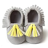Nice Days（ナイス　ディズ）　ベビーファーストシューズ　可愛い靴　プレゼント お出かけ 出産お祝い (12, グレー+イエロー)