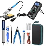 FeelGlad はんだごてセット 11-in-1 デジタルマルチメータ付 スイッチ付 電子作業・電気DIY用温度調節可(200～450℃) 工作にはオススメ 60W/110V 日本PSE認証済み 収