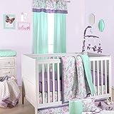 Pink and Purple Floral and Mint Dot 5 Piece Crib Bedding by The Peanut Shell by The Peanut Shell