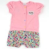 ロンパース 半袖 シシュノン Kiccoly ベビー 花柄切替パフﾟ 半袖ロンパース ピンク 80cm