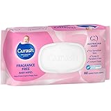 Curash Fragrance Free Baby Wipes - Ideal for Newborns - pH Balanced - For Sensitive Skin - Soap, Alcohol, Paraben & Irritant 