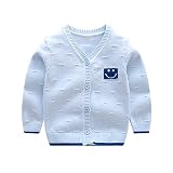 DUBAOベビーセーターカーディガン春秋新生児服少女セータージャケットベビーニットカーディガン (80cm, ライトブルー)