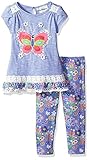 Rare Editions Little Girls' Peri Heathered Top W Butterfly Applique Legging Set Periwinkle 6 [並行輸入品]