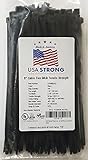 USA Strongケーブルタイ。Pliableと強力50 lb引張強度、屋内と屋外使用。VirginナイロンMade in the USA 。 8 Inch - 100 Pack ブラック USA5