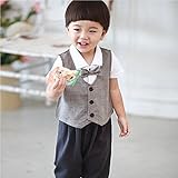 MaleDen ロンパース フォーマル スーツ 紳士風 タキシード風 赤ちゃん ベビー服 子供 男の子 キッズ 半袖 フォーマルスーツ 蝶ネクタイ 出産祝い 発表会 誕生日 お宮参り 入園式 結婚式 