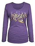 NCAA LSU Tigers Women 's Tri Blend長袖UネックTシャツ、スモール、パープルtri-natural