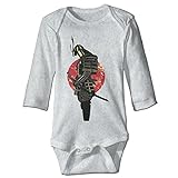 Sasa85 日本武士 当世具足 侍手 鎧 武士道 歳暮 哀れ イラスト 長袖ボディースーツ ベビー服 連帯服 新生児 かわいい グレー 24 Months