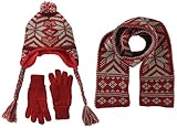 エムジュニア ニット帽子&マフラー・手袋セット ノルディック 1-20-230 レッド 50cm
