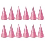 NUOLUX 12pcsゴールドCone Hats Glitter三角形誕生日パーティー帽子の子供と大人 2.56 x 2.56 x 3.93 inch ピンク 58T28QS6V0X20DOCQ11