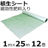 【本州限定販売】【12巻】 植生シート 緩効性肥料入 1×25m 金目串付き 緑化資材 植生 シート 法面 のり面 新日本緑化 共B代不