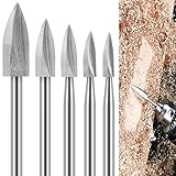 Dremel ロータリーツール用木彫りビット 5個 木彫りツール 木工ビット 1/8インチシャンク付き DIY 彫刻 研削 彫刻 穴あけ用