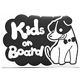 ブラック（黒） 犬 ジャックラッセルテリア ネクタイ Kids on board キッズオンボード ステッカー 窓ガラス用シールタイプ 車 戌 干支 動物