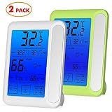 (White + Green(2pack)) - 2 Pack Senbowe Digital Hygrometer Indoor Room Thermometer Humidity Gauge wi