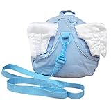 ゴシレ Gosear 赤ちゃん 迷子防止リュック 子ども用 綿 バッグ 翼スタイル ハーネス リーシュ ロープ袋 バックパック 青色