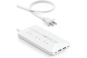 Anker USB Power Strip (10-in-1, 20W) (電源タップ 6個口 延長コード 1.5m USBタップ AC差込口/USB-C/USB-A)【PSE技術基準適合/USB Power Delivery対応 】MacBook PD対応 Windows PC iPad iPhone Galaxy Android スマートフォン ノートPC 各種 その他機器対応