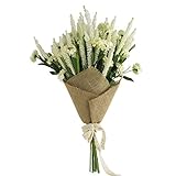 Zebratown 11 "人工花Flower Arrangement Flockedラベンダーブーケリアルタッチウェディングフラワー植物パーティー用ホームホテル装飾 ホワイト